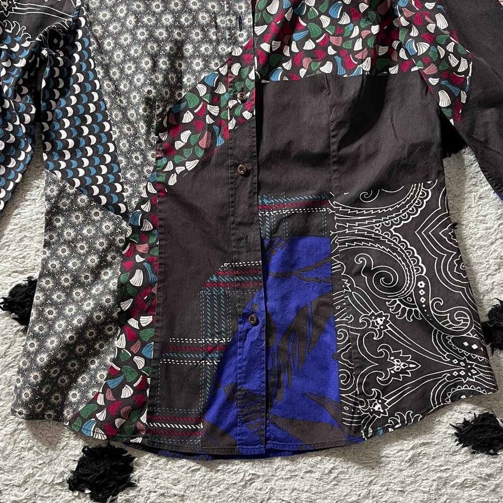 Etro size 46 patchwork style button down Multicol… - image 5
